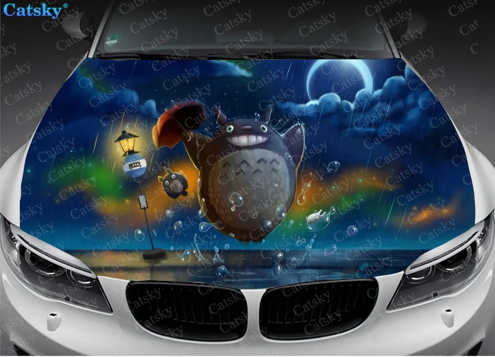 Mans Kaimiņš Totoro Auto Kapuci Vinila Uzlīmes Wrap Vinila Plēve Motora Pārsega Uzlīmes Uzlīmes Universālas Automašīnas Pārsega Vāka Kino