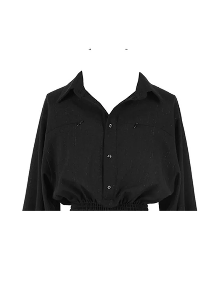 Melns Gothic Sieviešu Krekls, Kleita franču Stilā Vintage Retro Kleita ar garām Piedurknēm Gadījuma Šiks Eleganta Tunika ar Augstu Vidukļa Sundress 2022