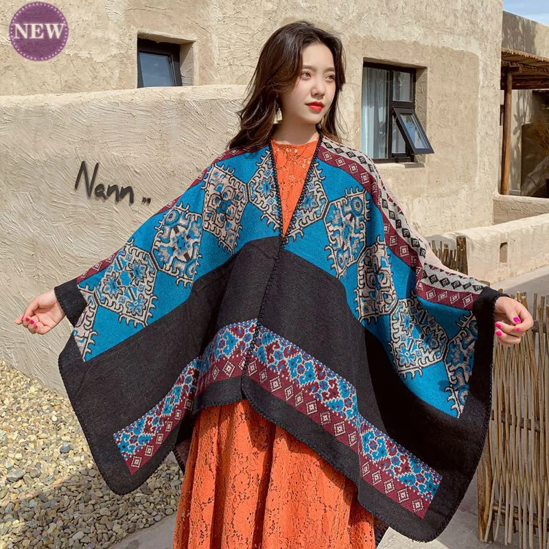 Modes Tauta Apmetnis Nepāla Šalle Tibetas Lijiang Tūrisma Stila Šalle Sabiezējumu Silts Liela Cape