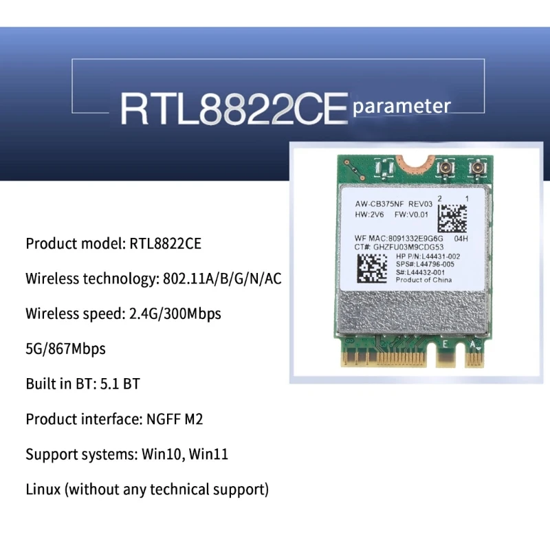 Puse Mini PCI-E Karti 2.4/5G 1200M WLAN WIFI Karti RTL8822CE 802.11 AC