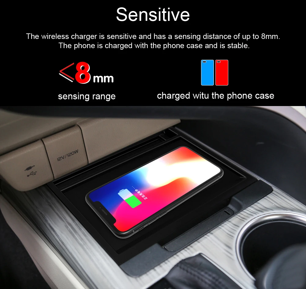 Qi Auto Bezvadu Lādētājs iPhone Xs Max Xr X Samsung S10 S9 Saprātīga Infrasarkano Toyota Camry 2016-2018 Auto Telefona Turētājs