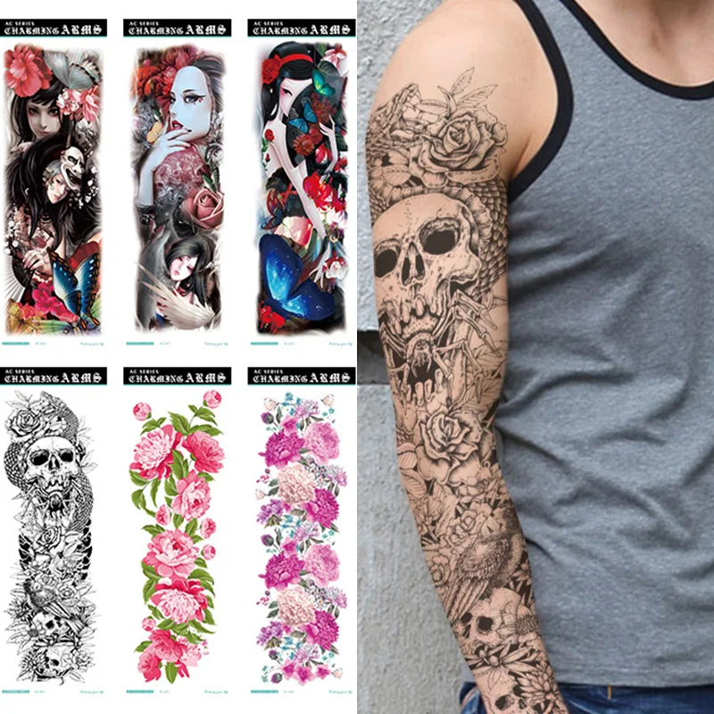 Sexy Viltus Tetovējums Sieviešu Ūdensnecaurlaidīgus Pagaidu Tetovējums Augšstilba Krāsaina Uzlīme Pilnu Piedurknēm Kāju, Roku, Liela Izmēra Body Art Ilgstošu