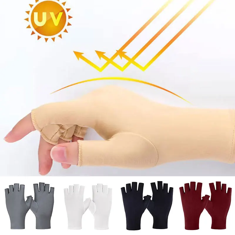 Sieviešu Pusi Pirkstiem Cimdi Vasaras Stiept Plānas Daļēji Pirkstu Vadītāja Cimdi Anti Slip Sauļošanās Anti UV Fingerless Cimdi (Pirkstaiņi
