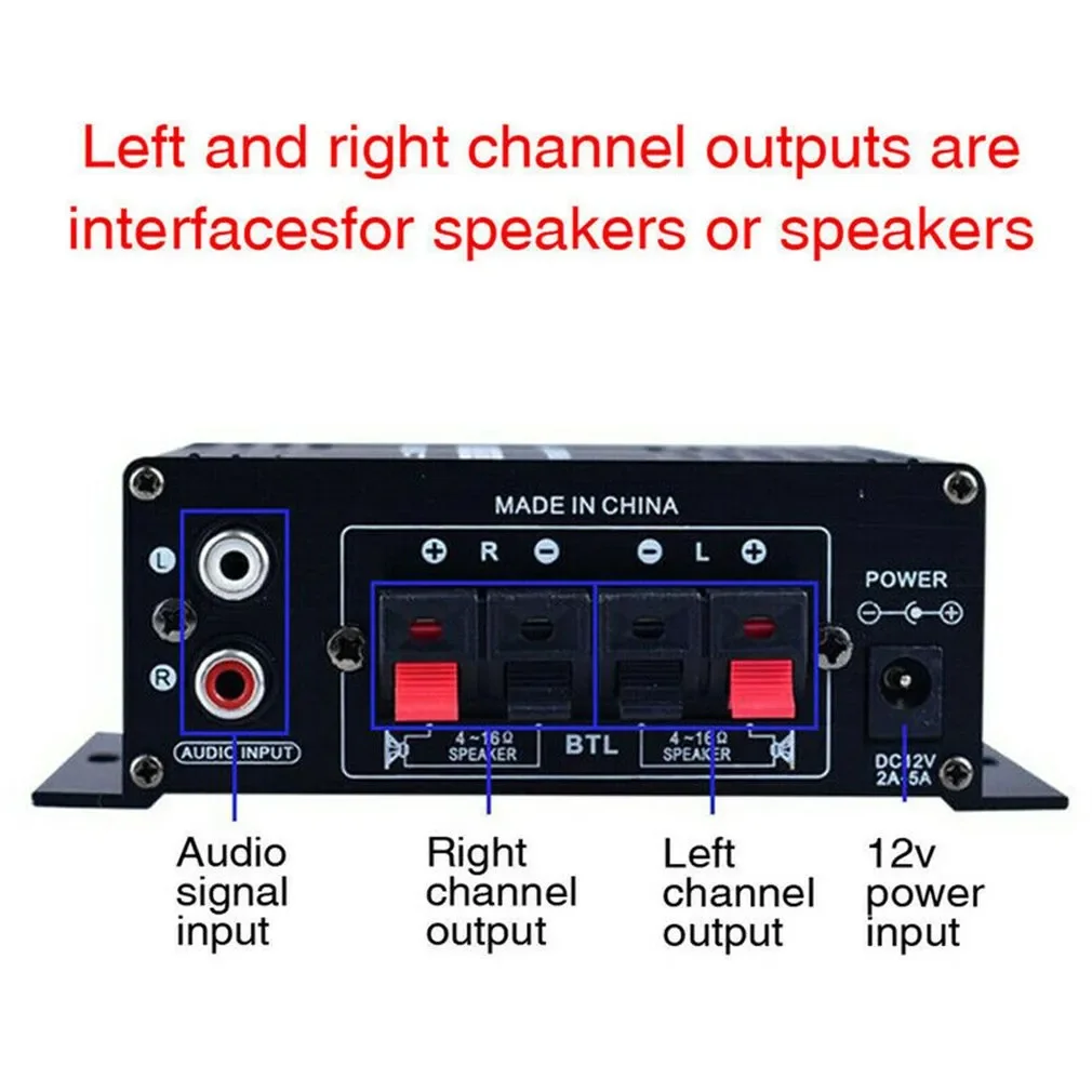 Stūres Pastiprinātājs Audio Karaoke Mājas Kinozāles 12V Mini Pastiprinātājs 2 Kanālu, ar Bluetooth saderīgi D Klases Pastiprinātājs USB Ieejas
