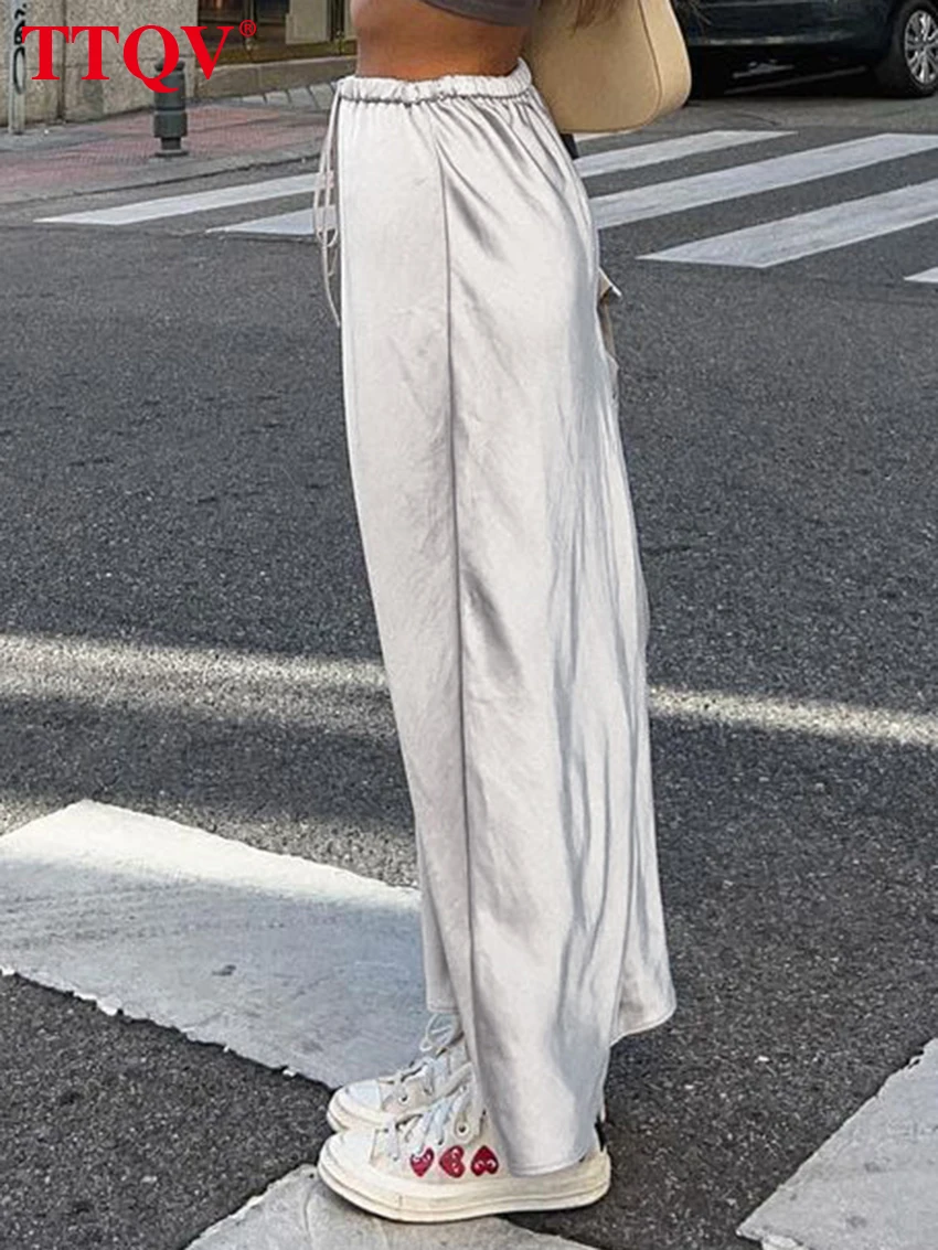 TTQV Modes Pelēkā Taisni Sieviešu Svārki 2023 Elegants Aukliņu Cietā Svārki Gadījuma Satīna Potītes Garuma Svārki Sieviešu Apģērbs