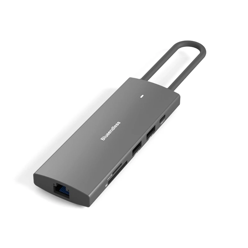 USB C Hub 9 1 Alumīnija USB C Adapteri HDMI USB SD/TF Card Reader Sadalītājs