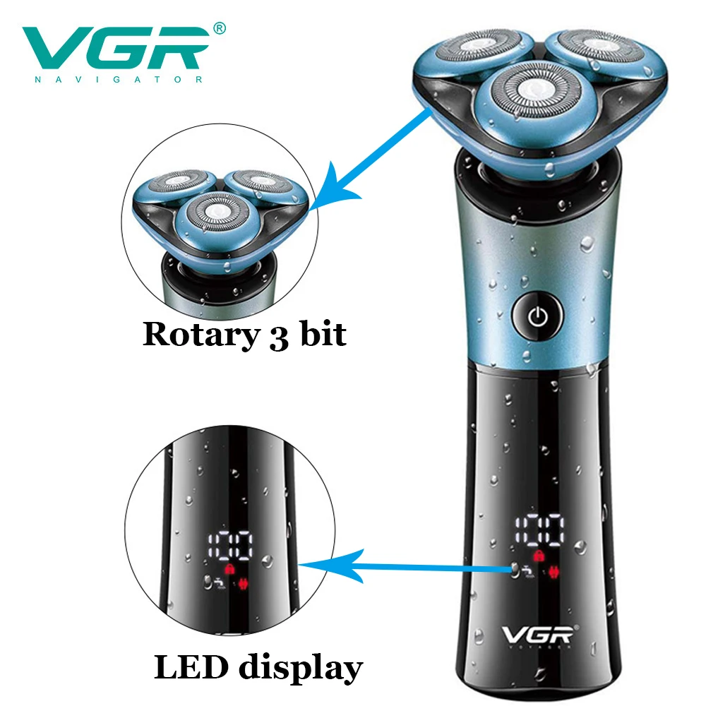 VGR Elektriskais Skuveklis Profesionālās Skuveklis Ūdensizturīgs Bārdas Trimmeris Rotācijas 3D Peldoša Skūšanās Uzlādējamo Elektrisko Vīriešiem V-326