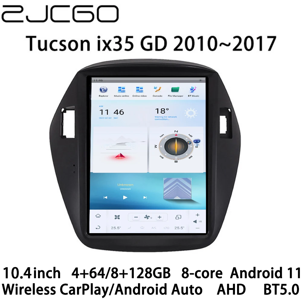 ZJCGO Auto Multimediju Atskaņotājs, Stereo, GPS Navigācijas NAVI Android 11 10.4 collu Ekrānu par Hyundai Tucson, ix35 GD 2010~2017