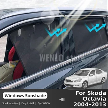 Par Skoda Octavia 1Z 2004-2013 Magnētisko Auto Saulessargs Sejsegu Priekšējā Vējstikla Rāmis Aizkaru Aizmugurējo Sānu Logu Saules Ēnā Vairogs