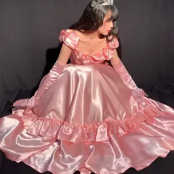 Elegants Vintage Viktorijas Princese Kleita Sievietēm Salds Ruffles Pasaku Siksnas, Gara Kleita Sieviešu Kawaii Kāzu Vakara Puse Kleitas