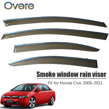 OVERE JAUNU 1Set Dūmu Loga Lietus apăērbs sejas aizsargs Honda Civic 2006 2007 2008 2009 2010 2011 Ventilācijas Saule Deflektori Aizsargs piederumi