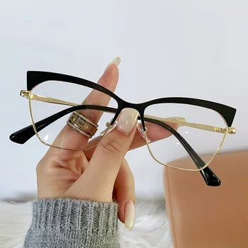 Modes Tendence, Kaķu Acu Dizaineru Brilles Metāla Optisko Briļļu Rāmji Sievietēm Datoru Brilles Anti Zilā Gaisma Vintage 2023