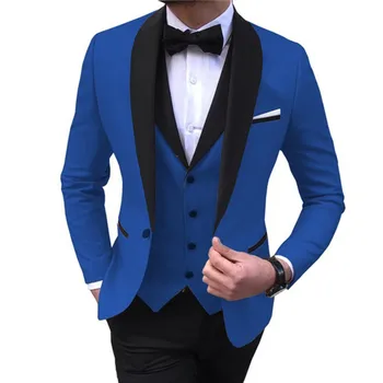 Uzvalks, Veste Bikses 3 Gab Set / 2023 Modes Jaunu Vīriešu Ikdienas Boutique Business Kāzu Kostīmi, Bleizeri, Jaka, Mētelis, Veste Bikses