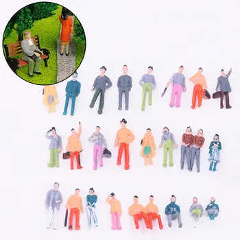 100gab Multicolor Samaisa Krāsotas Skaitļi 1:75 Mēroga Krāsotas Cilvēki Skaitļi 2,5 cm Augsts Rādītājs Diorāma Piederumi Dzelzceļa Sēde