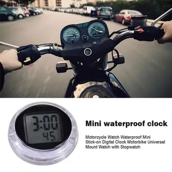 Motociklu Skatīties Ūdensizturīgs Mini Stick-on Digital Pulkstenis Motociklu Universal Mount Skatīties Ar Hronometru Auto Auto Aksesuāri
