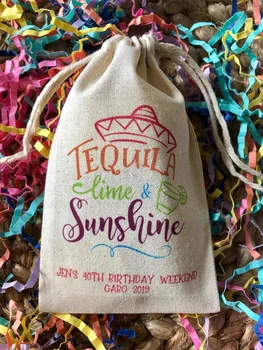 Komplekts 20 Tekila Kaļķu & Sunshine Meksikas Tēmu Fiesta Pusei par Labu Somas - Fiesta Bachelorette