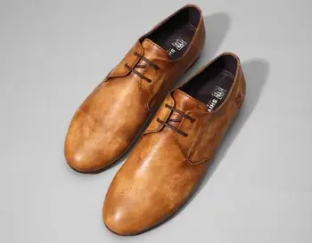 Karstā Norādīja kāju kurpes vīriešiem Īstas Ādas Retro Vīriešu apavi Ērti Augstas Kvalitātes Modes Mežģīnes up gadījuma Vīriešiem kurpes