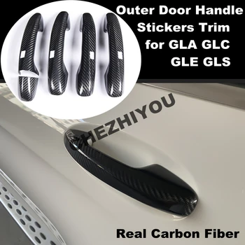 Nekustamā Oglekļa Šķiedras Auto Ārējo Durvju Rokturi Uzlīmes Ietver Apdare Priekš Mercedes Benz CLA GLA GLC GLE GLS W118 X253 W167 EQC LHD