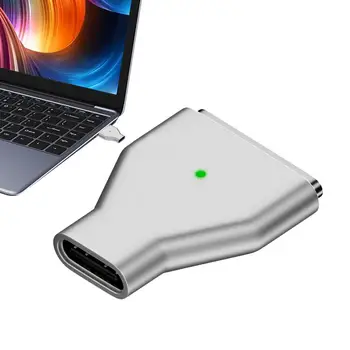 Magnētiskie Adapteri Ātra Uzlāde USB C Līdz Magnētisko 3 Savienotājs Ar Sudraba Cinka Sakausējuma Korpusa LED Indikators Tabletes