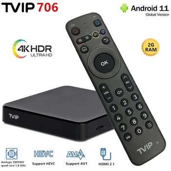 Jaunākās 2023 TVIP706 Labākajiem Android Kaste Ar BT Remote 2GB 8GB 4K 2.4/5G WIFI Android 11 TV KASTĒ VS TVIP705 Smart Straumēšanas Spēlētājs