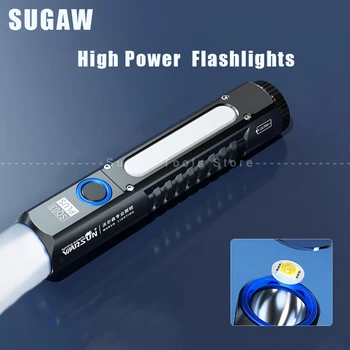 Uzlādējams 5000mAh Bateriju 21700 EDC LED Lampiņu TIPS-C USB Uzlādes Magnētisko Asti Ar COB Pusē Darba Gaismas Lukturi