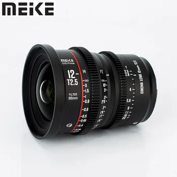 Meike 12mm T2.5 Super 35 Ministru Cine Objektīvs Canon EF stiprinājumu un Cine Videokamera EOS C100 Mark II C200 C300 Mark II C70 BMPCC 6K