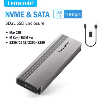 Lemorele M2 SSD Būra NVMe 10Gbps PCIe SSD Rūtiņu M. 2 NVMe NGFF SATA SSD Diska Rīku Bezmaksas M. 2 SSD Gadījumā Iebūvēts Metāla Siltuma Si