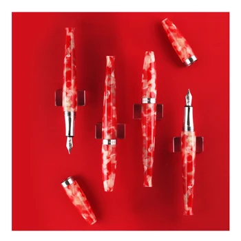 MAJOHN S2 Red Koi Sveķu Tortoiseshell Fountain Pen Irīdija Sodu 0,5 mm Nib Rakstot Office biznesa Dāvanas Tintes Pildspalvas Skolas Piederumi