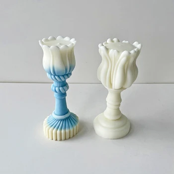 3D Tulip Svečturis Turētājs Veidnes, Ziedu Smaržu Silikona Veidnes Padarīt DIY Kāzu Mākslas Svece,Sveķu Lējuma Veidnes,Polimēra Māls