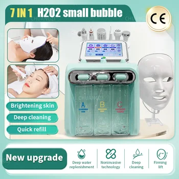 7-in-1 H202 hidroksīds mazs burbulis sejas kopšanas mašīnas un dziļas tīrīšanas iekārtas, skaistums