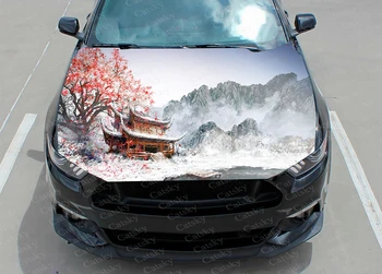 Japāņu puses, krāsotas ainavas automašīnas pārsegu, uzlīmes, vinila uzlīmes grafiskais iepakojums decal grafiskais kapuci decal auto pasūtījuma diy kalnu