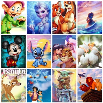 Disney 5D DIY Dimanta Krāsošana Jauna Kolekcija Dzīvnieku Lilo un Stitch Pilnu Kvadrātveida Urbt Mozaīkas Rhinestone Bildes Mājas Dekoru