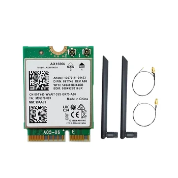AX1690I WiFi Karte+2X8DB Antenas AX411 Wi-Fi 6E Ātrums 2.4 gb / s 802.11 Ax 2.4/5/6GHz Bluetooth 5.3 Bezvadu Modulis