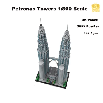 KM-136651 Petronas Towers 1:800 Mēroga Modelis Ar PDF Rasējumi, Celtniecības Bloki, Ķieģeļi Bērniem DIY Rotaļlietas Dzimšanas dienā, Ziemassvētku Dāvanas