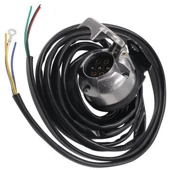 Auto vadu josta piekabes kontaktligzda Eiropas 7-core alumīnija sakausējuma ligzda RV spraudņa adapteris, 2 metru astes gaismas vadu savienojuma