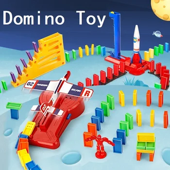 Domino Bloki Domino Galda Spēle, Plastmasas Karstā Rotaļlietas Bērniem, Meitenēm, Zēniem, Bērniem, Baby Raķešu Lidmašīnu Izglītības Jaunattīstības Dāvanu