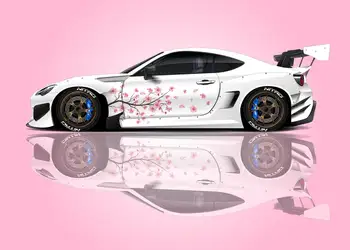 Sakura Cherry Blossom Livreja, Japāņu Pusē Auto Decal, Universāls Izmērs, Liela Transportlīdzekļa Grafikas