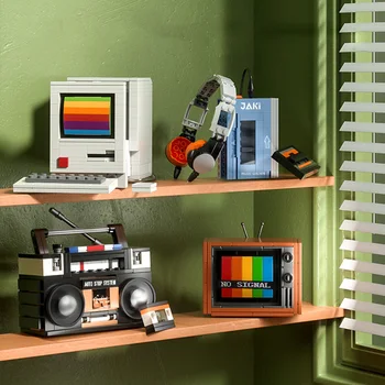 Classic Retro Kasetes Video Spēļu Mašīnu, Rakstāmmašīnu Bloķēt Datoru Lentes Walkman Ieraksti Televizora Modeli Veidot Ķieģeļu Rotaļlietas