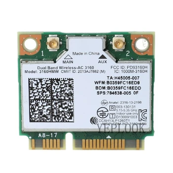 Intel Wifi Karte Bezvadu AC 3160 3160HMW 3160AC 433Mbps Dual Band 2.4 G, 5 ghz Bluetooth 4.0 Mini PCIe Karte, 802.11 ac