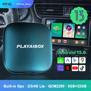 Carplay Ai Box Android 13 Android Auto IPTV Netflix, Youtube QCM2290 3G+32G 4G Lte, WIFI Mazda Kia VW, Skoda Audi Toyata GMC