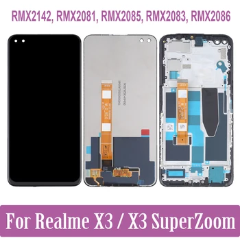 Sākotnējā Attiecībā uz Realme X3 SuperZoom LCD Displejs RMX2086 RMX2142 RMX2081 RMX2085 RMX2083 Touch Screen Digitizer Montāža