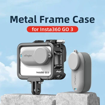 Metāla Trusis Būrī Alumīnija Sakausējuma Aizsardzības Gadījumā ar Dual Aukstā Apavu Kameras Platformu Lietu Kameras Stabilizators Rāmis Insta360 GO3