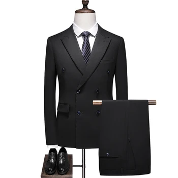 Luksusa Zīmolu Augstas kvalitātes Modes Banketa Biznesa Uzņemšanas Vīriešu Jauns Skaists Kleita Classic High-end Labākais Cilvēks Kāzu Uzvalks