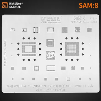 Amaoe SAM8 BGA Reballing Trafaretu Samsung 4. Piezīme Note4 BGA Trafaretu APQ8084 BGA529 EMCP CPU RAM Power Wifi IC Mikroshēmā Tērauda Sietu