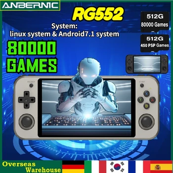 512G ANBERNIC RG552 Sākotnējā Rokas Retro Spēļu Konsoli 5.36 Collu IPS skārienjutīgais Ekrāns, RK3399 Sistēmas Android, Linux 80000 Spēles PSP