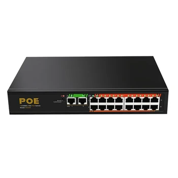 16 Portu 100M+2 Port Gigabit POE Switch LAN Komutācijas MEZGLS Adapteris Neapsaimniekotu Slēdzis MUMS Plug