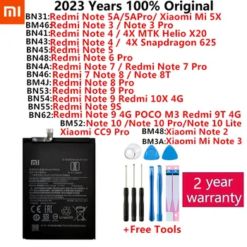 100% Oriģināls Akumulators Xiaomi Redmi Hongmi MI Piezīme 2 3 4 4X 5.A 5X 6 7 8 8T 9 9S 9T 10 10X 4G CDS Pro Lite Telefonu baterijas Bateria