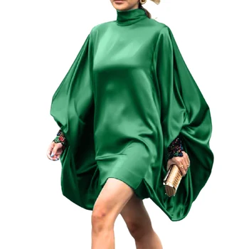 Onecozyday Pilsētas Sieviešu Vintage Elegants Puse Kleita Modes Plats Piedurknēm Buttoned vienkrāsainu Mini Kleitas Sievietēm 2023