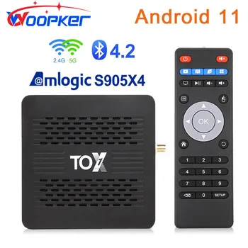 Woopker TOX3 TV KASTĒ Amlogic S905X4 TVBox Android 11 4 GB/32 GB 2T2R 2.4 G/5G Wifi 1000M Bluetooth Atbalsts AV1 4K Set-top
