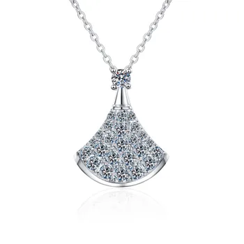 XL034 Lefei Modes Diamondset Luksusa Vienkāršs Klasisks Moissanite Svārki Ventilators Kaklarotas Sievietēm s925 Sudraba Rotaslietas Puse